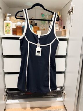 Black Tank Dress with White Piping from Anthropologie
